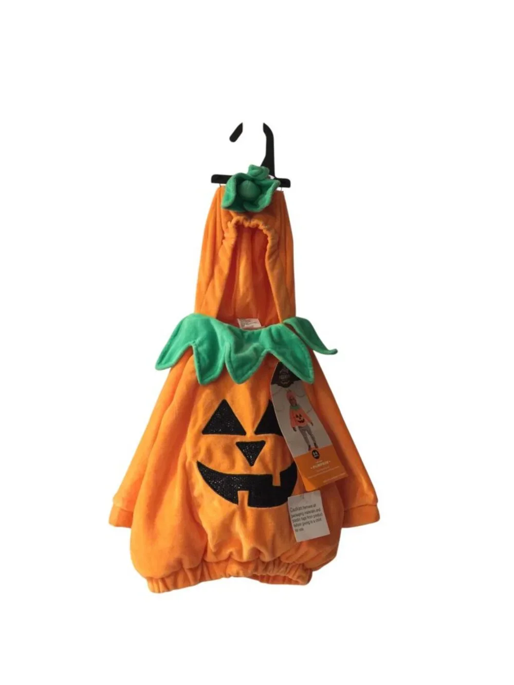 HYDE & EEK! Boutique Infant 0-6 Months Hooded Plush Pumpkin Jack-o-Lantern Costu